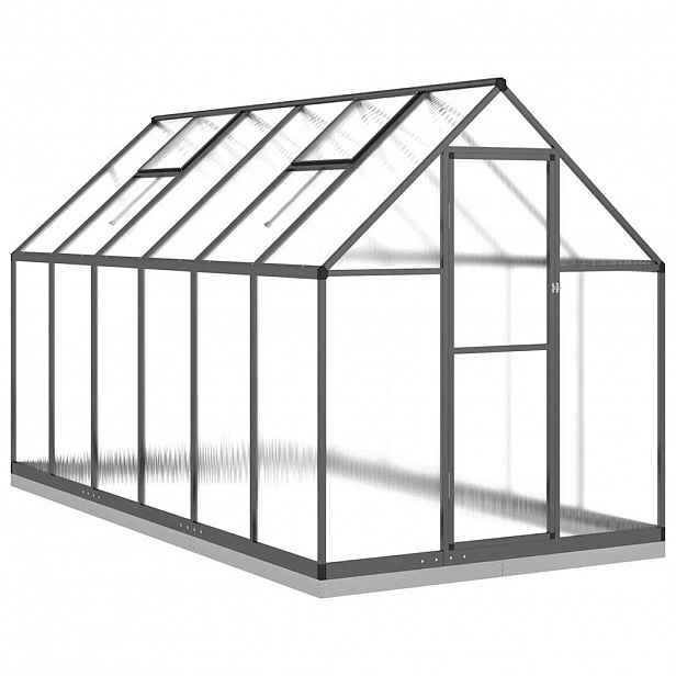 vidaXL Skleník s podkladovým rámem antracitový 334x169x202 cm hliník