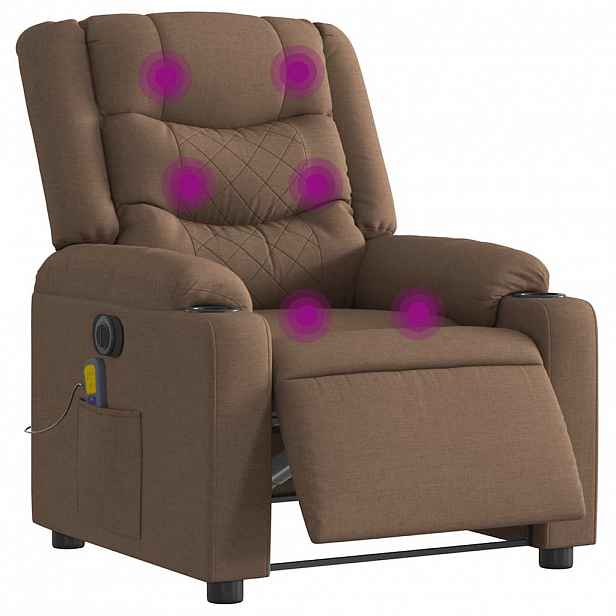 vidaXL Elektrické masážní polohovací křeslo hnědé textil