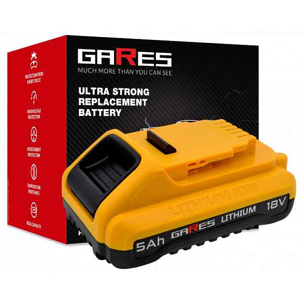Akumulátor Gares pro Dewalt Xr DCB180 DCB181 DCB182 18V 5Ah