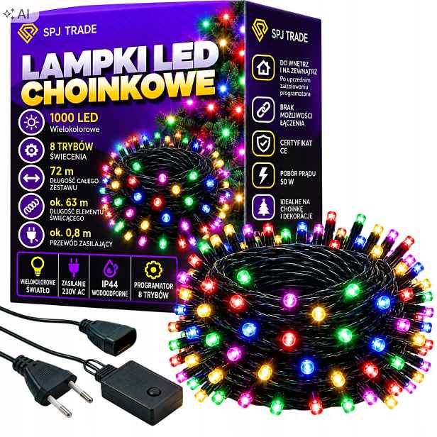 Vánoční Osvětlení Na Stromeček Venkovní 1000 Led Multicolor Vánoční 73 M Vnitřní