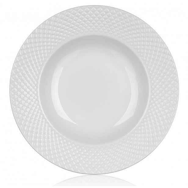Hluboký talíř Diamond Line, bílý s reliéfem