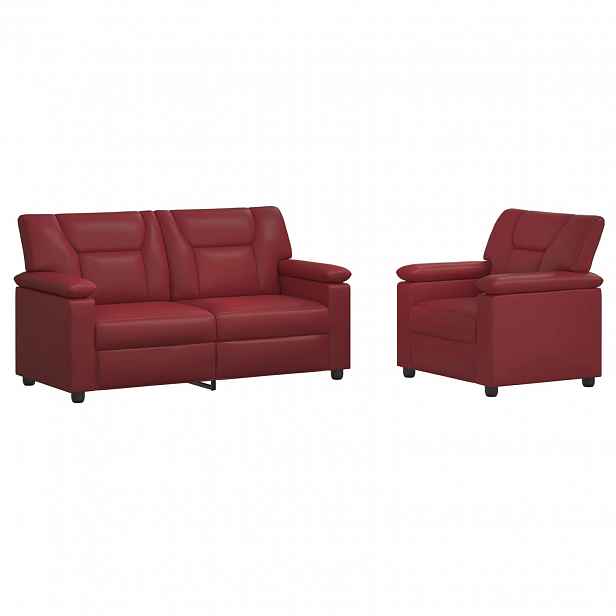 vidaXL Set pohovek 2 pcs Víno Červené Umělá kůže