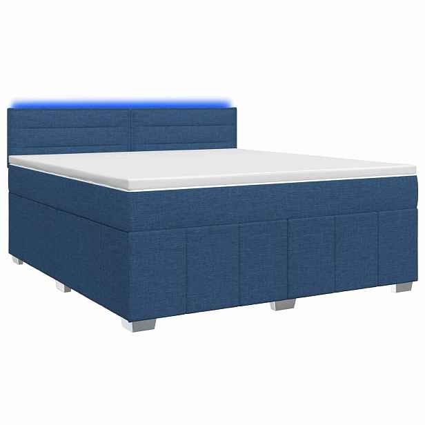 vidaXL Postel boxspring s matrací s čelo Modrá 160 x 200 cm Textil