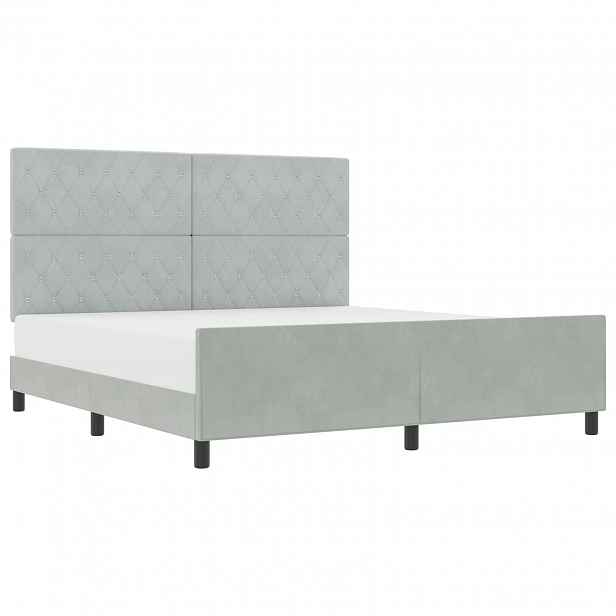 vidaXL Postel s boxspringem s čelo Světle šedá 180 x 200 cm samet