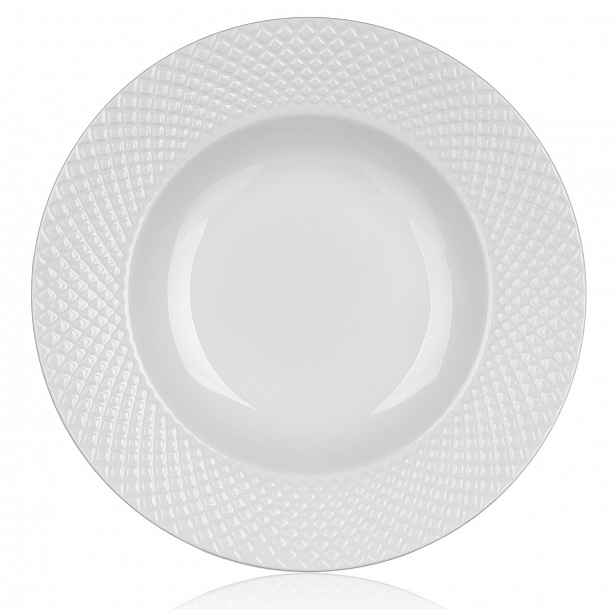 Hluboký talíř Diamond Line, bílý s reliéfem
