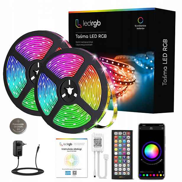 Led pásek 12M Rgb 5050 Bluetooth Mobilní Aplikace Dálkový Ovladač Hudba Set 12V