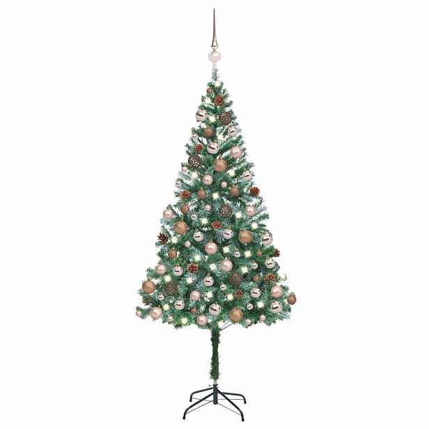vidaXL Umělý vánoční stromek LED osvětlení sada koulí a šišky 180 cm