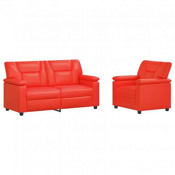 vidaXL Set pohovek 2 pcs Červená Umělá kůže
