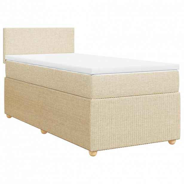 vidaXL Box spring postel s matrací krémová 90x190 cm textil