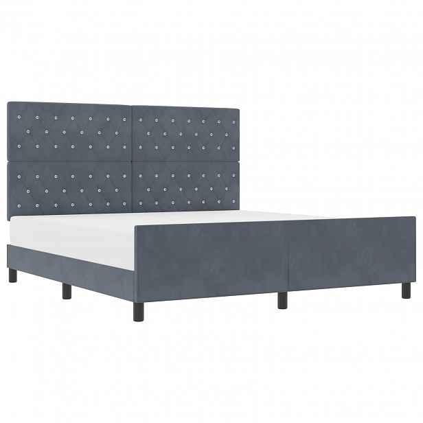 vidaXL Postel s boxspringem s čelo Tmavě šedá 180 x 200 cm samet