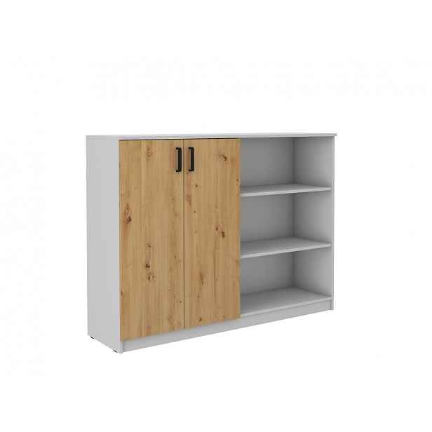 Komoda AGEPSTA 2DP, světle šedá/dub artisan
