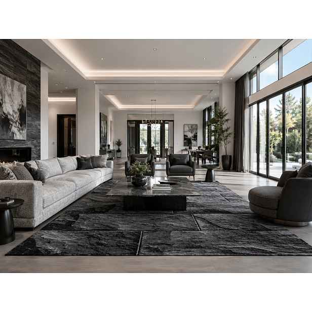 Kusový koberec Parma 9250 black, 160x230, šedá, chodba / předsíň, Ayyildiz