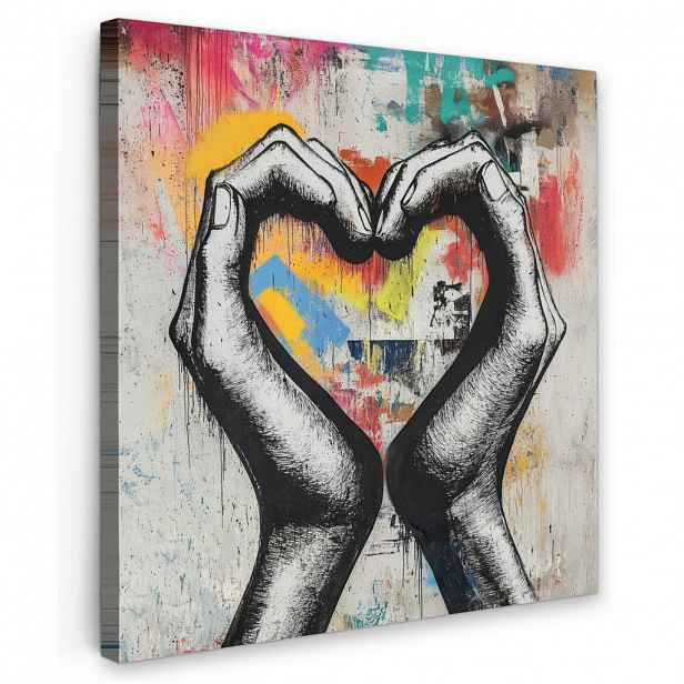 MuchoWow OBRAZ NA PLÁTNĚ Ruce - Srdce - Street art - Graffiti 20x20 cm