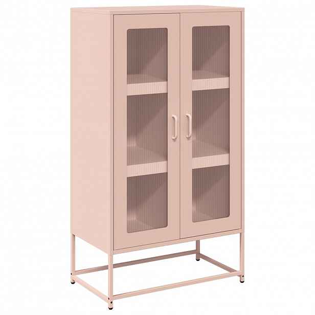 vidaXL Skříň highboard růžová 68x39x123 cm ocel