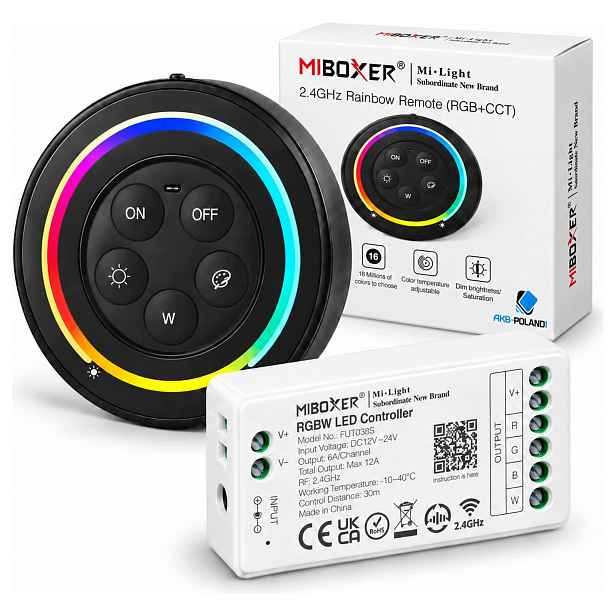 Led Ovladač Dálkový Ovladač Na Stěnu MiBOXER Černý S2 288W FUT038S Rgbw Set