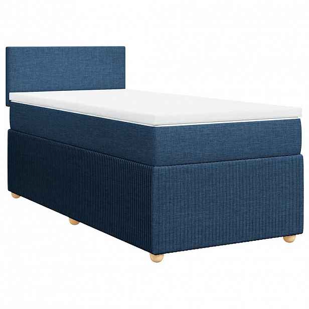 vidaXL Box spring postel s matrací modrá 90x190 cm textil