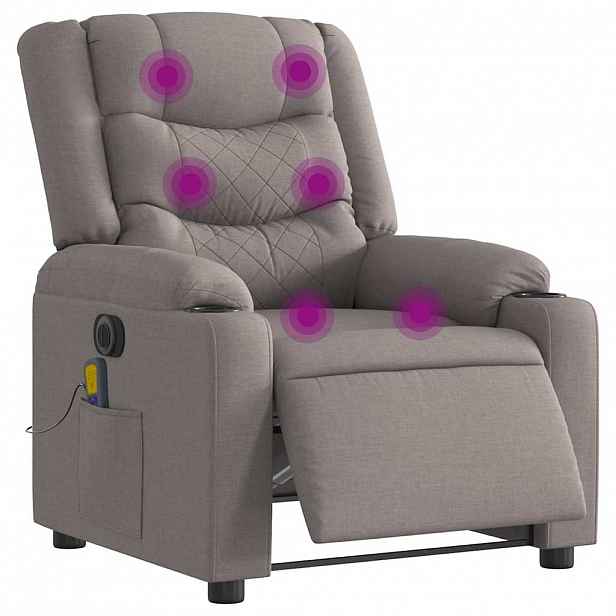 vidaXL Elektrické masážní polohovací křeslo taupe textil