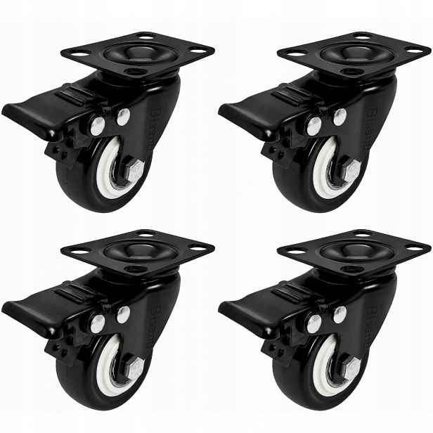 4 X Otočná Kolečka S Brzdou 100 MM, Sada 4 Kusů, Průmyslový Bisanti Pvc