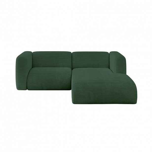 ALTDECOR ROHOVÁ SEDAČKA S PRAVOU OTOMANOU MIRA-L1 227x179x89 Zelená Manšestr