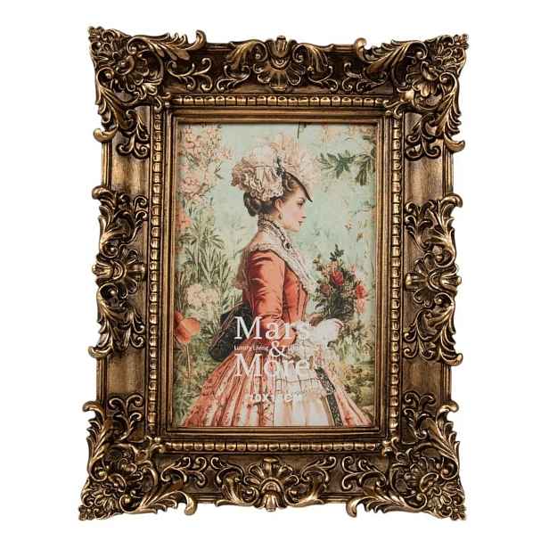 Bronzový antik fotorámeček s ornamenty Chateau - 18*3*23 cm / 10*15 cm Mars & More
