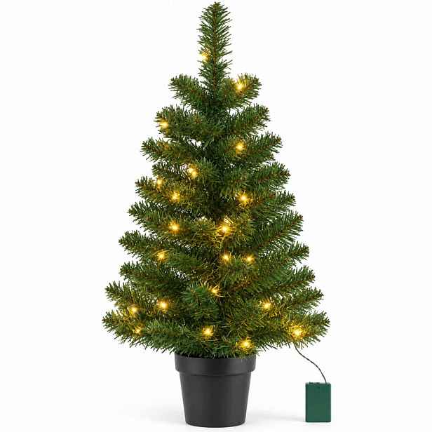 Dekorativní vánoční stromek s květináčem 90 cm 30 Led Vánoční ozdoba Časovač