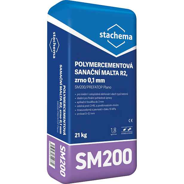 Hmota opravná Stachema SM200 Prefatop Plano světle šedá 21 kg