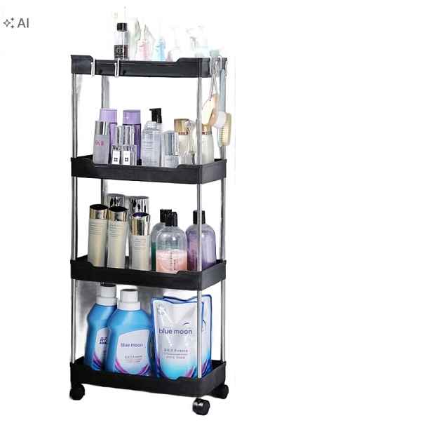 Shein Černá Koupelnová Police Skříňka Na Kolečkách 35x20x85 1LA