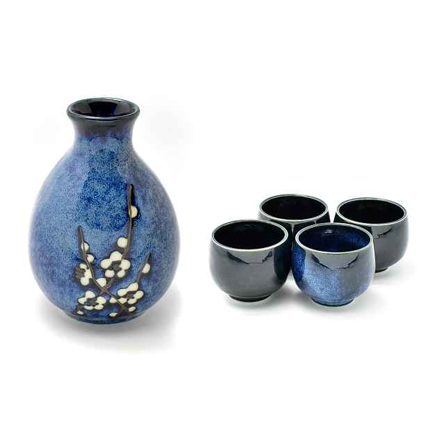 Tradiční japonský set na saké pro 4 osoby Hana Blue