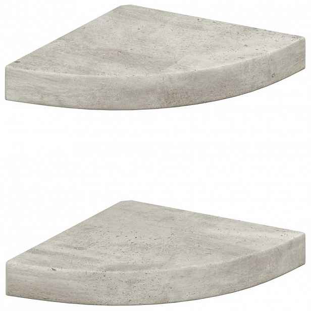 vidaXL Nástěnné rohové police 2 ks betonově šedé 25 x 25 x 3,8 cm MDF