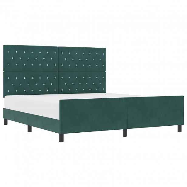 vidaXL Postel s boxspringem s čelo Tmavě zelená 180 x 200 cm samet