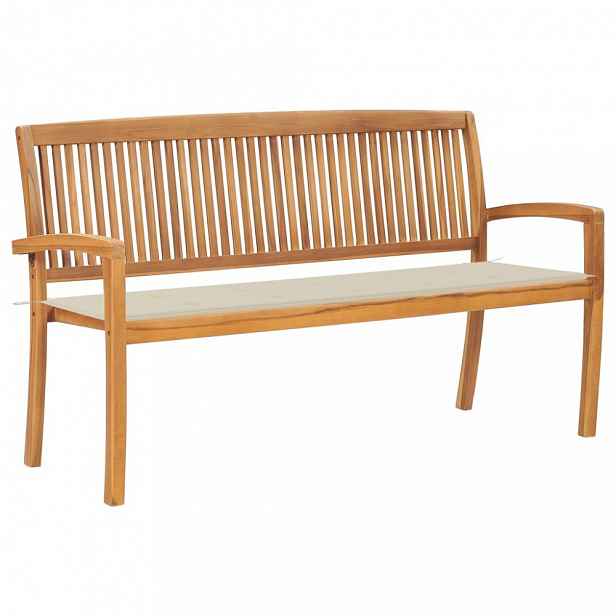 Zahradní lavice teak / látka Krémová