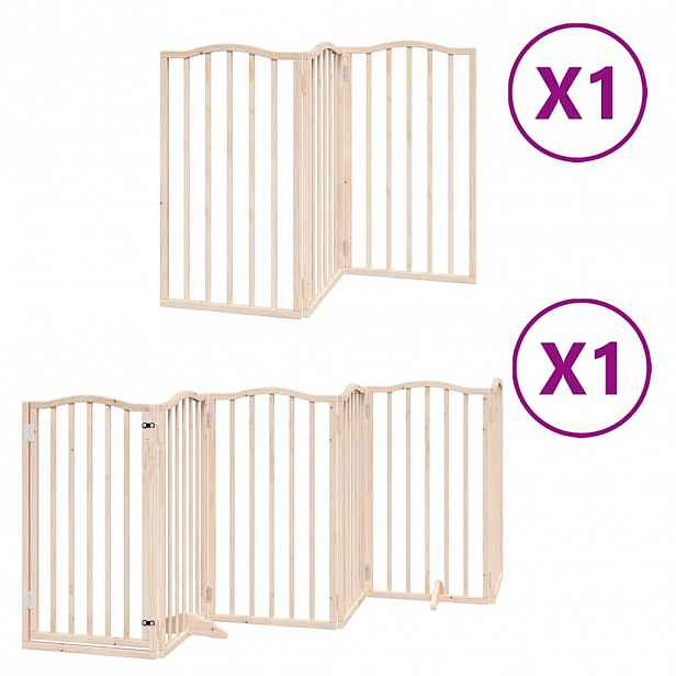 vidaXL Zábrana pro psy s dvířky skládací 9 panelů 450 cm topol