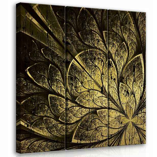 Obraz 90x100 Fraktal Zlatý Černý Abstrakt Elegance Vzor Textura
