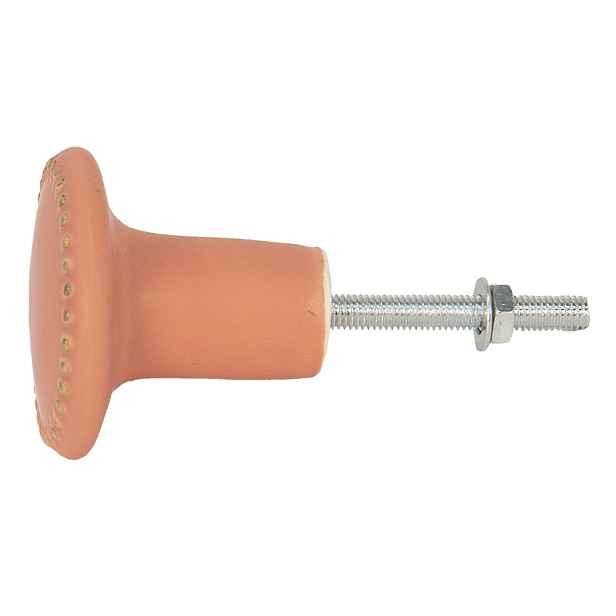 Oranžová keramická úchytka ze zlatými puntíky Dria - Ø  4*3 cm Clayre & Eef