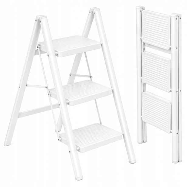 Skládací 3-stupňový kovový žebřík Easystep White