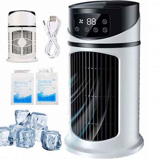 Ventilátor S Funkcí Mlhy 6 Úrovní Nastavení Objem 300ML Časovač Noční Světlo