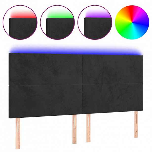 vidaXL Čelo postele s LED černé 180x5x118/128 cm samet