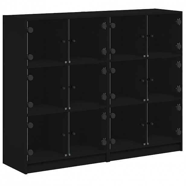 vidaXL Knihovna s dvířky černá 136 x 37 x 109 cm kompozitní dřevo