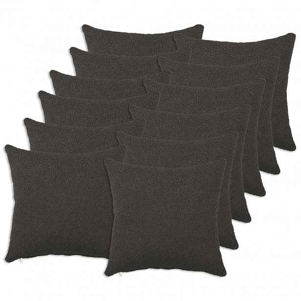 vidaXL Povlak na polštář 12 pcs HEERLEN Tmavě šedá 45 x 45 cm Bouclé