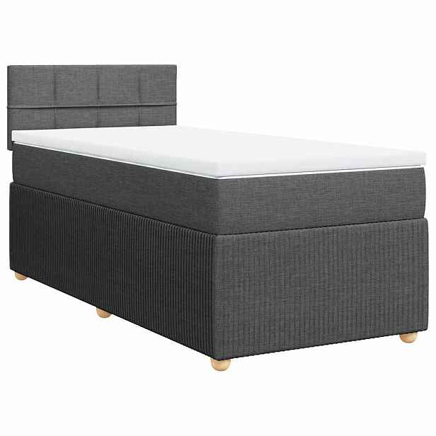 vidaXL Box spring postel s matrací tmavě šedá 90x190 cm textil