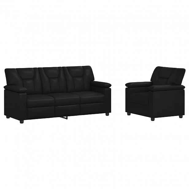 vidaXL Set pohovek 2 pcs Černá Umělá kůže