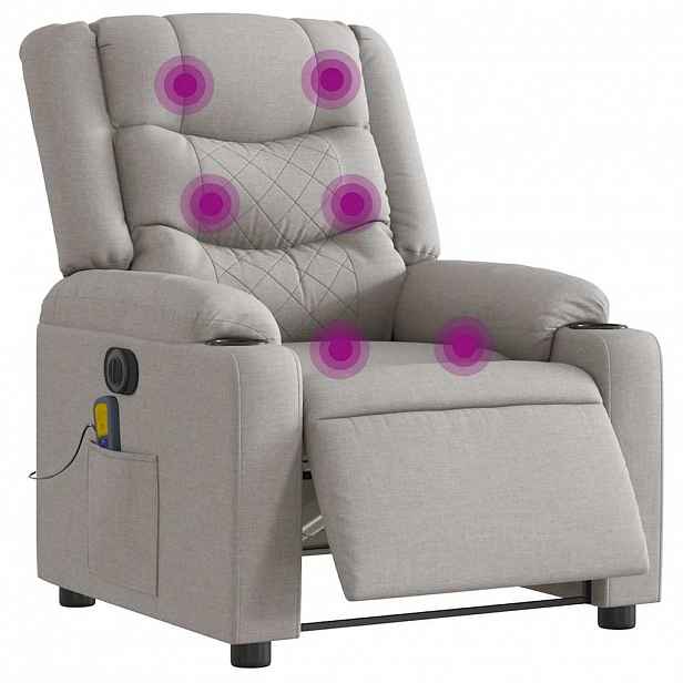 vidaXL Elektrické masážní polohovací křeslo obláčkově šedé textil