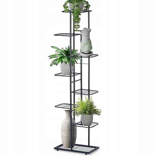 Držák Na Květináč kovový loft 8-úrovňový 142 cm šedý
