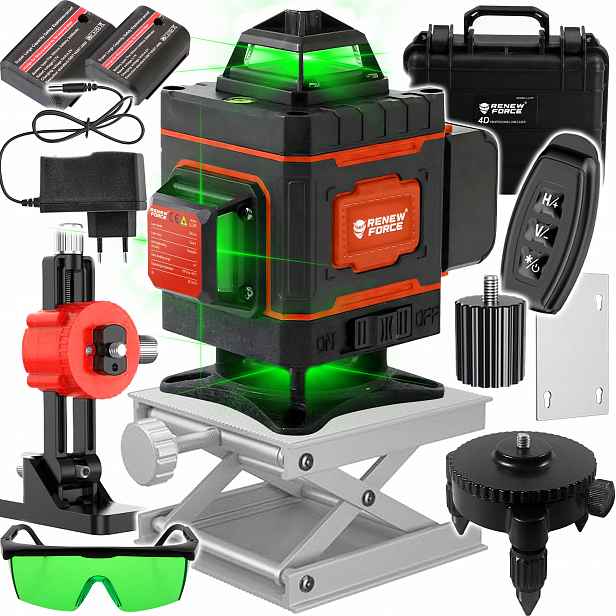 Křížový Laser 360 Stupňů 16 Linií Laserová Rovinná Vodováha Ovladač