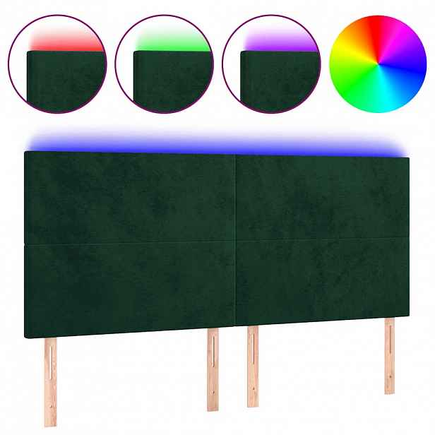 vidaXL Čelo postele s LED tmavě zelená 180x5x118/128 cm samet