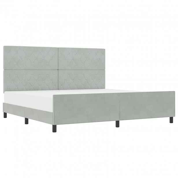 vidaXL Postel s boxspringem s čelo Světle šedá 200 x 200 cm samet