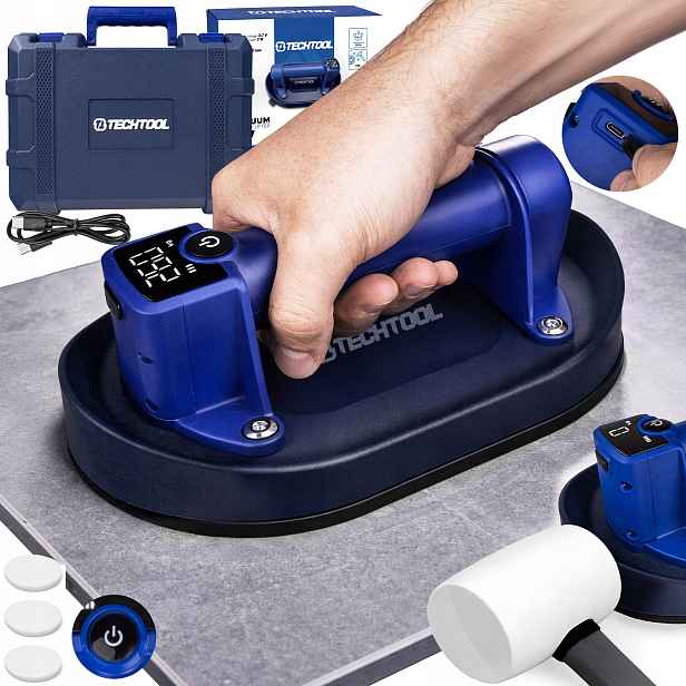 Přísavka Na Dlaždice Akumulátorová Držák Na Sklo 260 kg Techtool