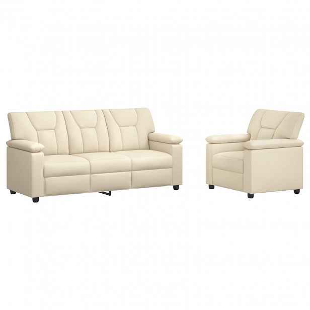 vidaXL Set pohovek 2 pcs Krémová Umělá kůže