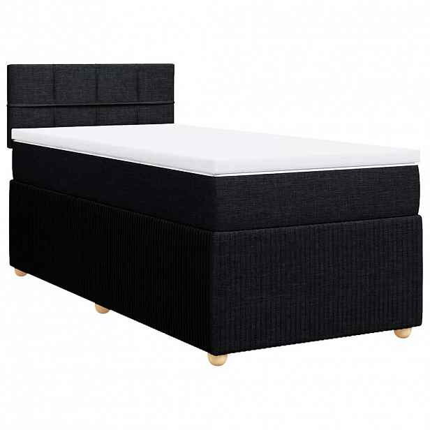 vidaXL Box spring postel s matrací černá 90x190 cm textil