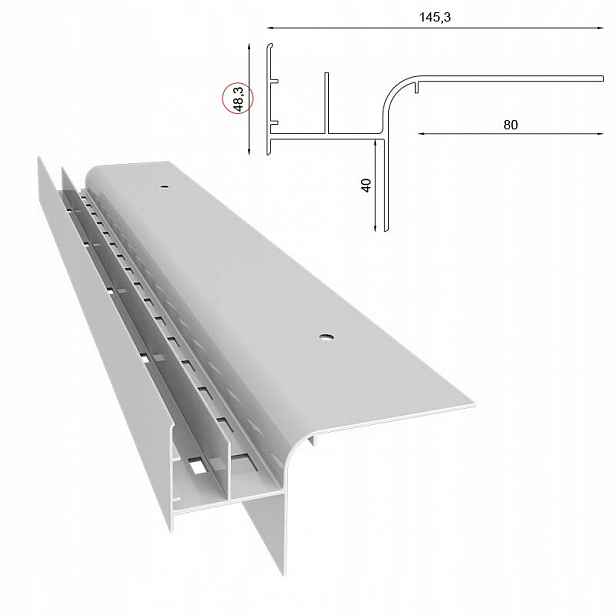 Balkonový Terasový Okapový Profil Renoplast W20R Šedý Ral 7037 200 CM